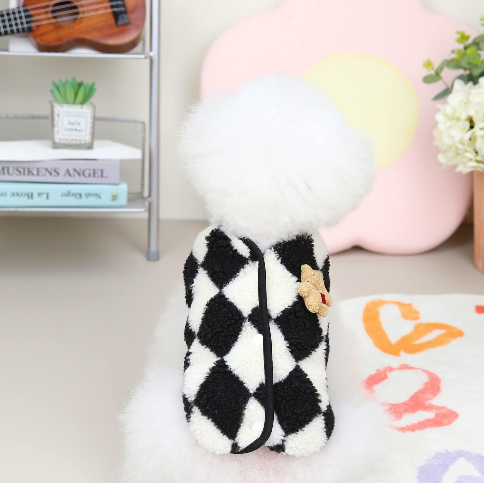 اكسيفور معطف كلب لطيف للشتاء، معطف دافئ فائق النعومة للكلاب في الشتاء، سترة سويت شيرت للحيوانات الاليفة للبرد للكلاب الصغيرة والمتوسطة وملابس القطط (اسود، L)