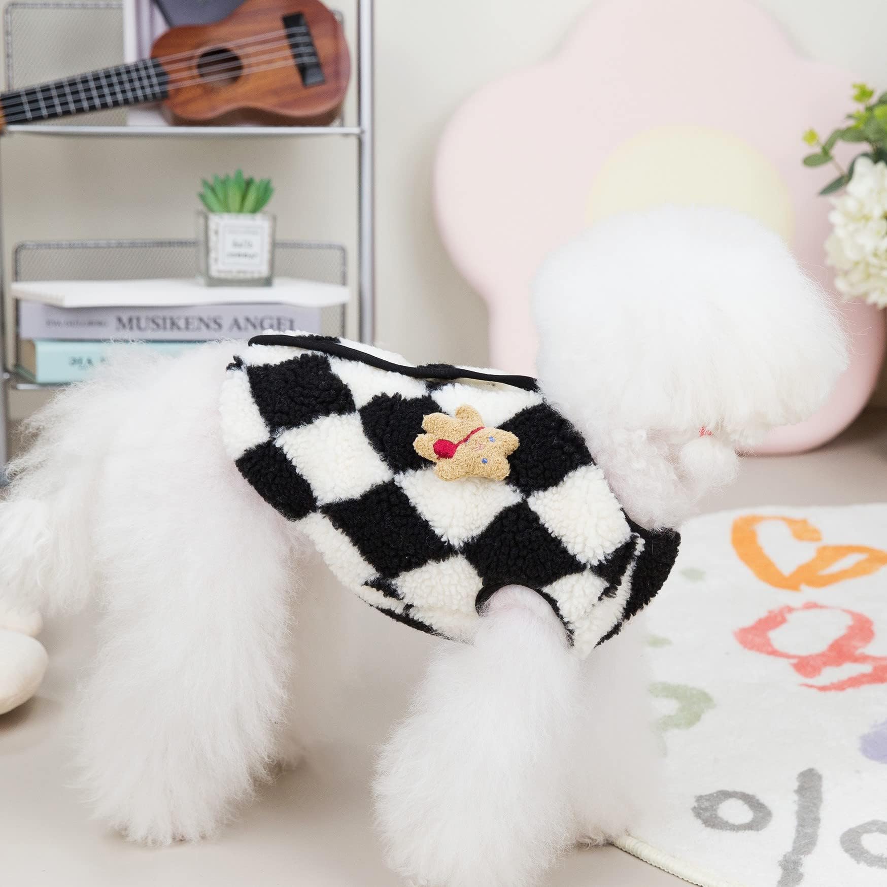 اكسيفور معطف كلب لطيف للشتاء، معطف دافئ فائق النعومة للكلاب في الشتاء، سترة سويت شيرت للحيوانات الاليفة للبرد للكلاب الصغيرة والمتوسطة وملابس القطط (اسود، L)