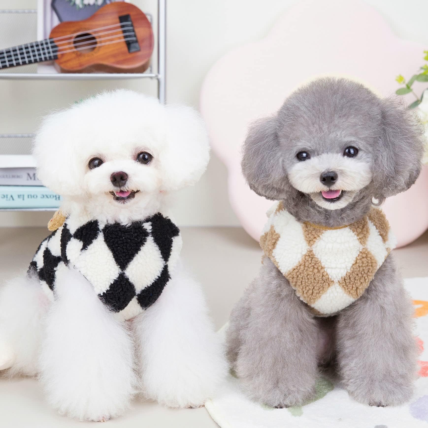 اكسيفور معطف كلب لطيف للشتاء، معطف دافئ فائق النعومة للكلاب في الشتاء، سترة سويت شيرت للحيوانات الاليفة للبرد للكلاب الصغيرة والمتوسطة وملابس القطط (اسود، L)