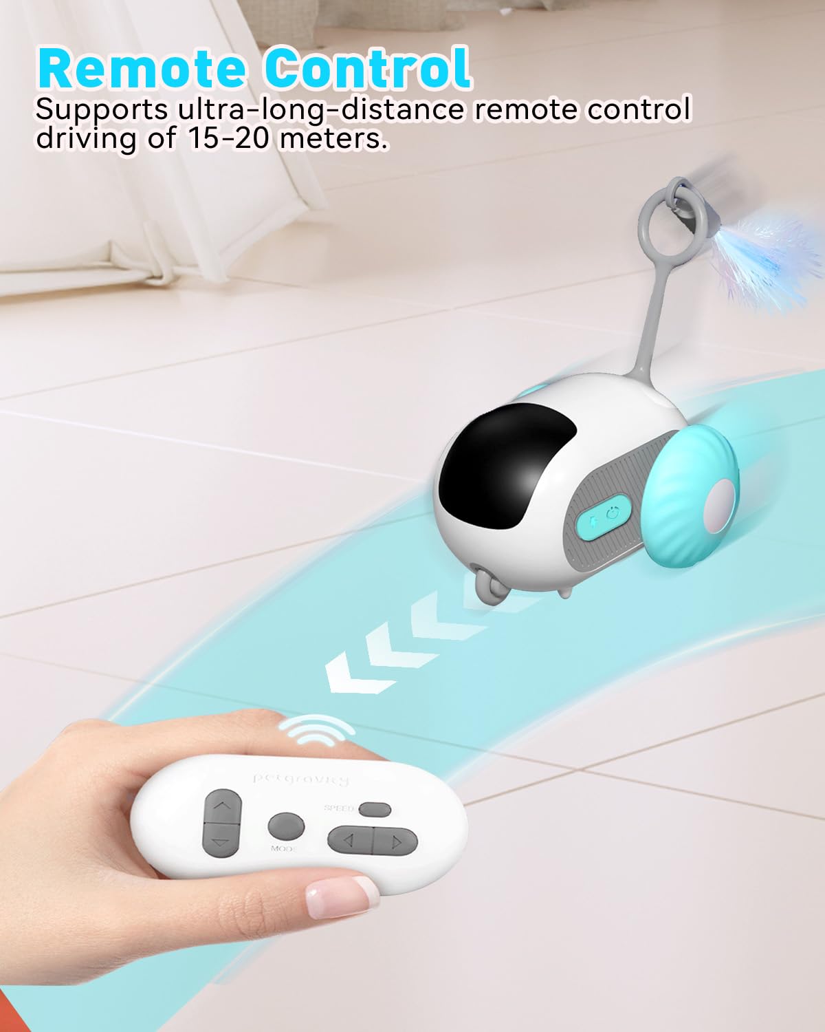 العاب قطط ذكية بجهاز تحكم عن بعد من ماسليز، لعبة قطط اوتوماتيكية، العاب تفاعلية مرنة دوارة 360 درجة للقطط، وضع مزدوج ذكي، شحن USB، رفيق لعب جيد للقطط