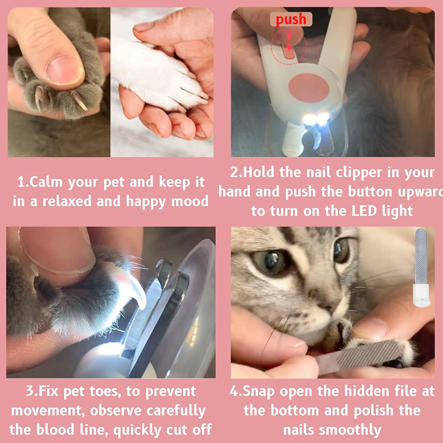 انتول قصافة اظافر الحيوانات الاليفة، قصافة اظافر احترافية للكلاب والقطط والحيوانات الاليفة مع ضوء LED لتجنب القطع الزائد