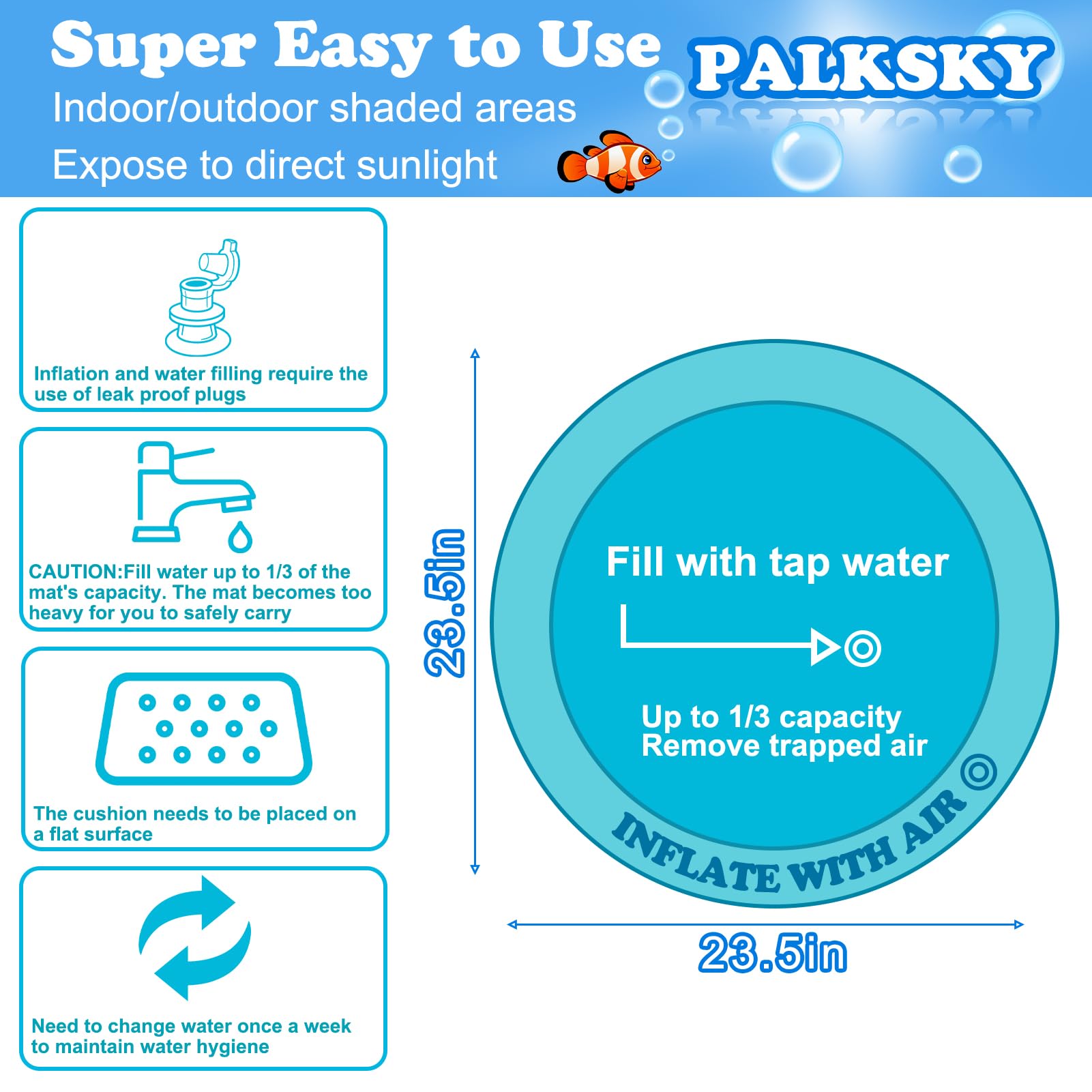 بالكسكاي بساط سبلاش ماء للقطط غير قابل للكسر وسميك مطور للقطط الداخلية، لعبة تفاعلية ذاتية اللعب