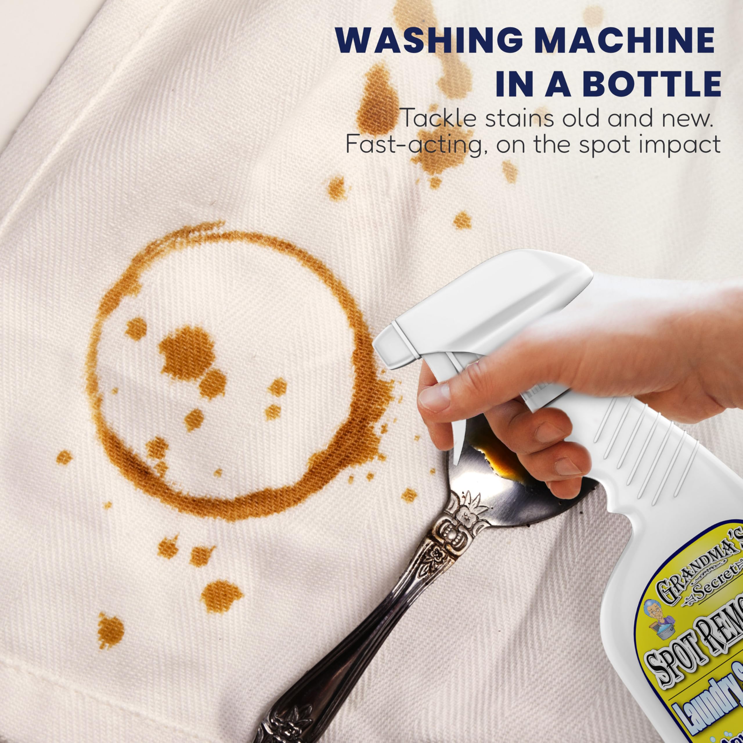 بخاخ غسيل مزيل البقع من جراندماز سيكرت، مزيل بقع الكلور والمبيض والسموم للملابس، مزيل بقع القماش من الزيوت والطلاء والدم وبقع الحيوانات الأليفة، 473 ملم، قطعتان في العبوة
