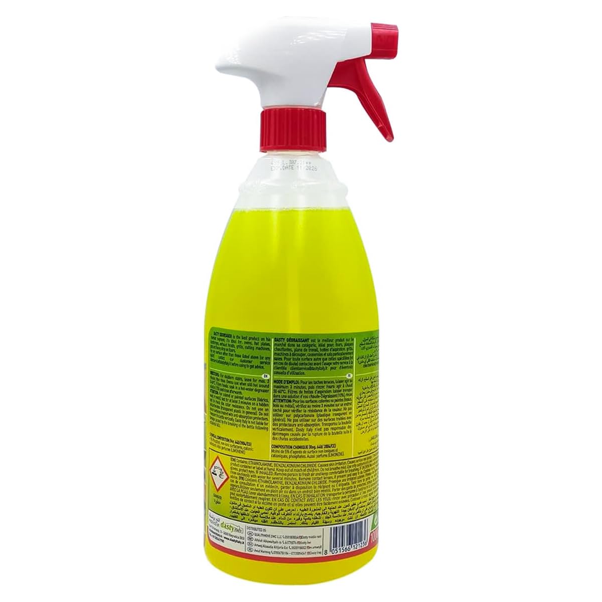 بخاخ مزيل الشحوم كلاسيك داستي سعة 1 لتر - قوي متعدد الاسطح والشحوم والبقع برائحة الليمون صديق للبيئة صنع في ايطاليا - عبوة من 4 قطع