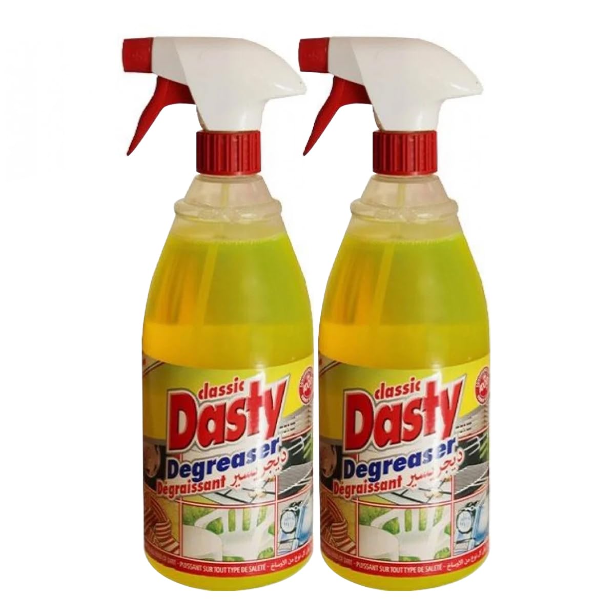 بخاخ مزيل الشحوم كلاسيك داستي سعة 1 لتر - قوي متعدد الاسطح والشحوم والبقع برائحة الليمون صديق للبيئة صنع في ايطاليا - عبوة من 4 قطع