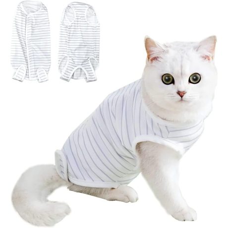 بدلة التعافي من جراحة القطط من ابوتو، بدلة تعافي ناعمة رمادية للقطط بعد الجراحة، قطعة واحدة مضادة للعق للرجال والنساء، مقاس M جيد التهوية للحيوانات الاليفة من 3 الى 6 كجم، بديل للطوق الإلكتروني