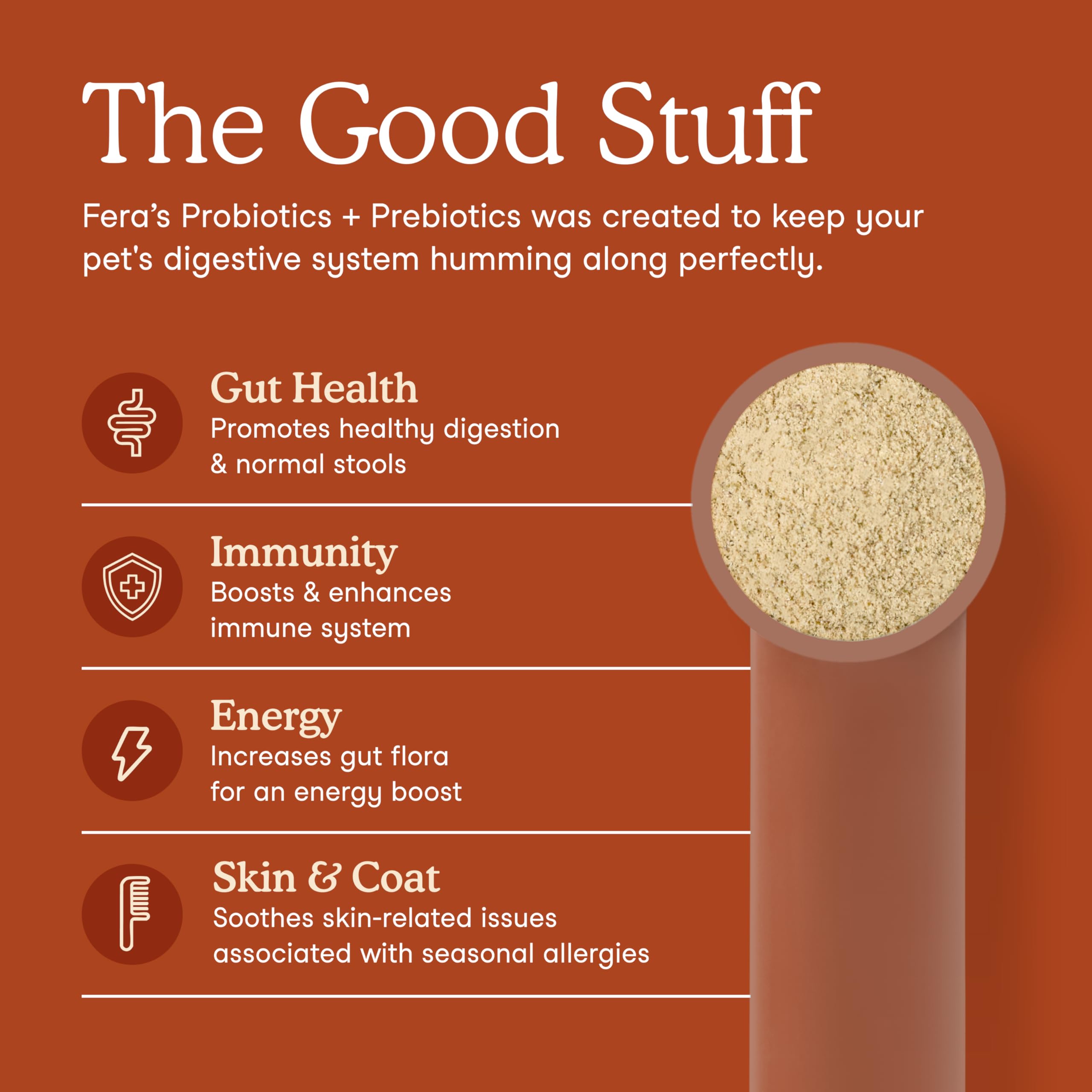 بروبيوتيك للكلاب والقطط من فيرا بيت اورجانيكس - مكمل بروبيوتيك للقطط والكلاب - 12 سلالة وبريبايوتكس لهضم الحيوانات الاليفة - 60 مغرفة