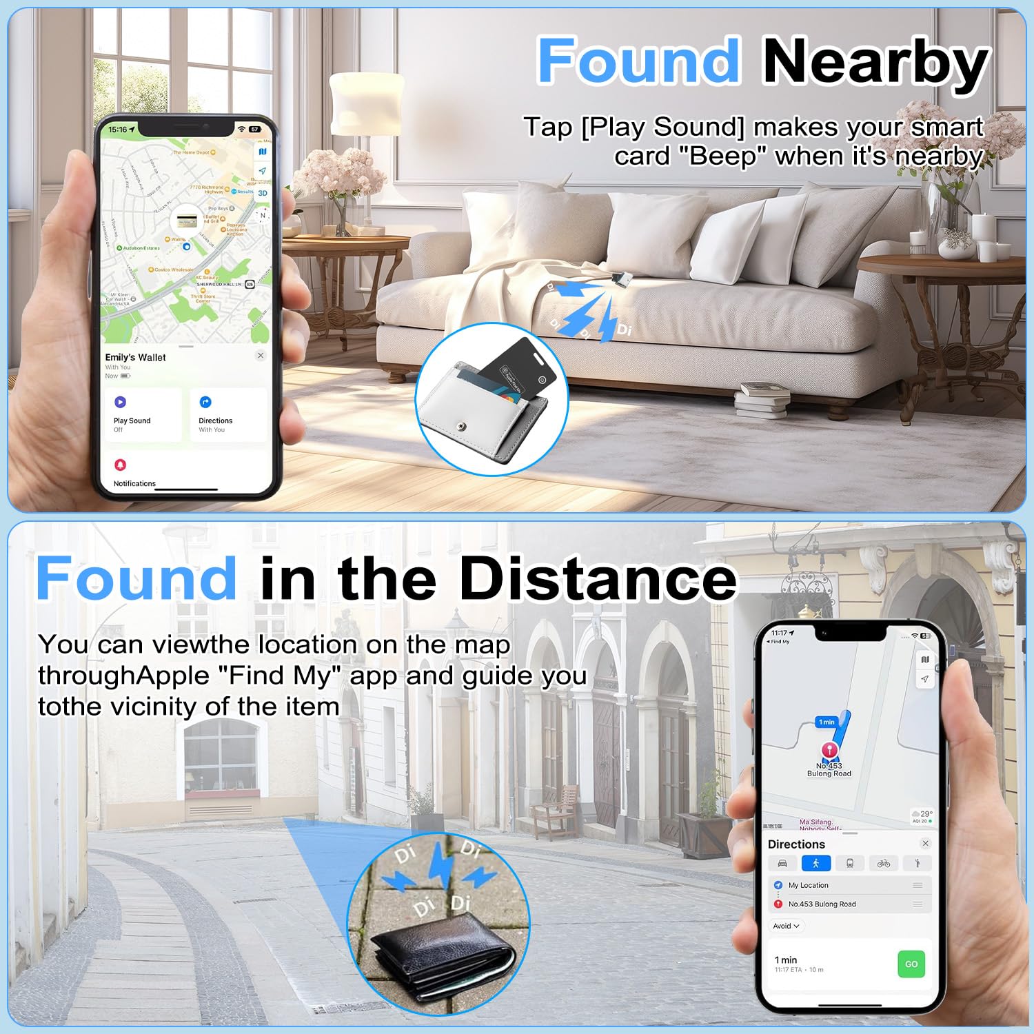 بطاقة تتبع ذكية للامان من اكس كيموس، مكتشف ذكي رفيع قابل لاعادة الشحن، يعمل مع ابل فايند ماي (iOS فقط)، متتبع محفظة، مكتشف الهاتف، مكتشف عناصر بطاقة الامتعة، مقاوم للماء IP68 (اندرويد غير مدعوم)