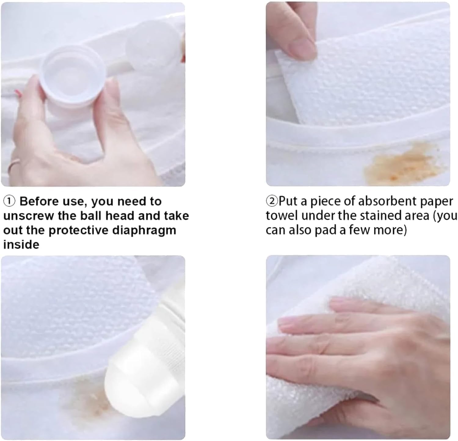 بكرة تنظيف كرات دوارة للملابس من ازوني، قطعتان من خرز سائل شفاف لا يغسل في حالات الطوارئ، مزيل البقع السحري السريع سهل الحمل بدون تنظيف جاف للطعام والشحوم والقهوة من الغسيل، 50 مل