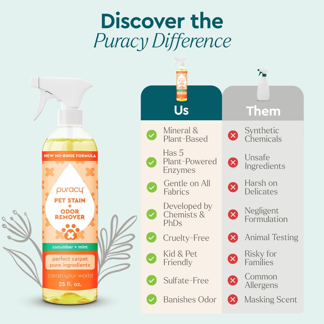 بيورسي مزيل بقع ورائحة الحيوانات الاليفة - روائح للمنزل - تركيبة الجيل الثاني بدون شطف - بول الاحترافي يعمل بالطاقة النباتية - السجاد الآمن
