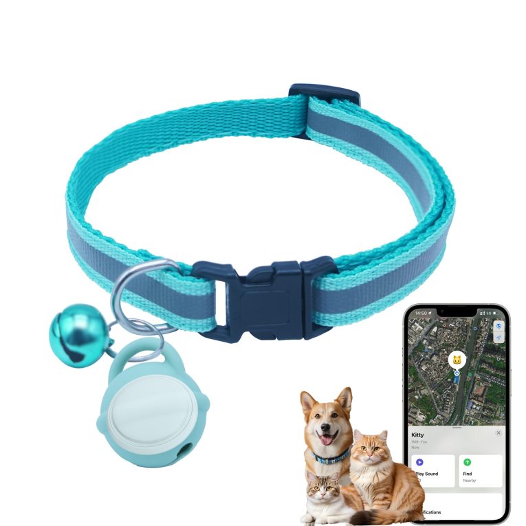 جهاز تتبع القطط على شكل جرس من السيليكون من جاسول مينرال للحيوانات الاليفة فقط بنظام iOS، طوق تتبع الموقع لنظام iOS يعمل في جميع أنحاء العالم مع اي طوق، بدون رسوم اخرى، بطاقة هوثر