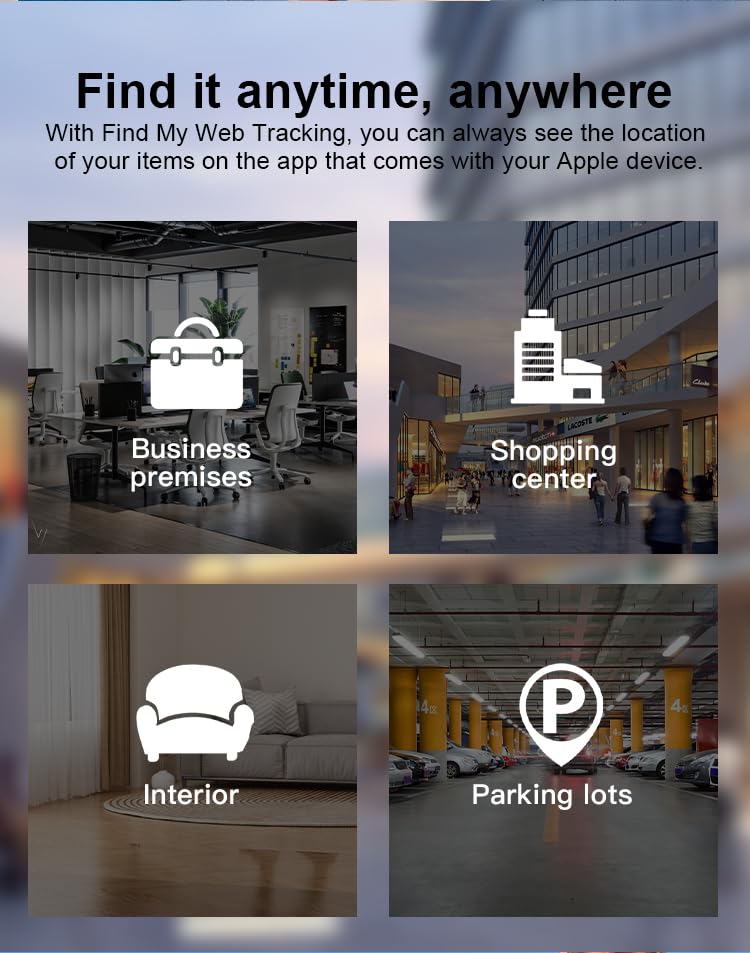 جهاز تتبع الهواء بخاصية البلوتوث متوافق مع تطبيق ابل فايند ماي (اي او اس فقط) مقاوم للماء بتصنيف IP67 لمقاومة المياه والغبار للمفاتيح والامتعة والمحافظ والكلاب والقطط، لتحديد مكان العناصر المفقودة