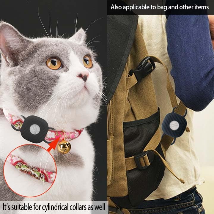 جهاز تتبع ذكي جالاكسي سمارت تاج سيليكون لطوق الكلاب عبوة من قطعتين مضادة للماء لتعقب الحيوانات الاليفة والقطط حامل بنظام تحديد المواقع يثبت بطوق اسود نظام العالمي أجهزة لوحية