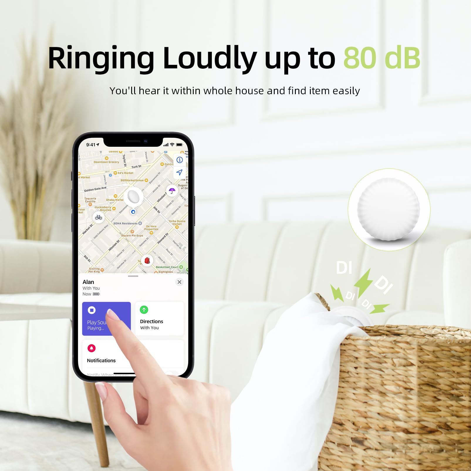 جهاز تحديد مواقع المفاتيح، متتبع الامتعة، بطاقة تعقب المفاتيح بلوتوث تعمل مع جهاز تتبع مفاتيح ابل فايند ماي كيز مع بطارية قابلة للاستبدال، مكتشف العناصر للمفاتيح والحقائب والمحافظ والامتعة والاطفال