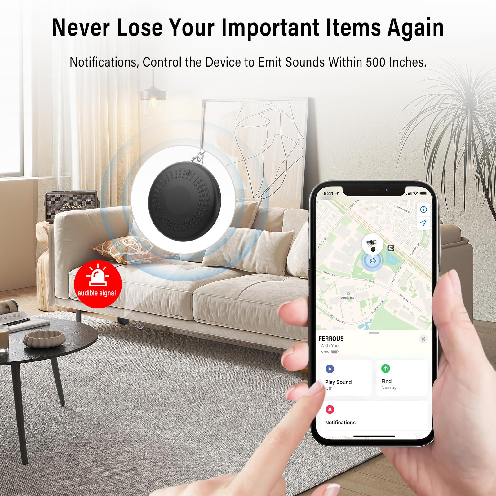 جهاز تعقب بلوتوث متوافق فقط مع جهاز تتبع المفاتيح المعتمد من ابل اي او اس لمفاتيح السيارة والمحفظة وجهاز تحديد مواقع المفاتيح مع جهاز تعقب صوت ونظام تحديد المواقع للقطط، عبوة من قطعتين