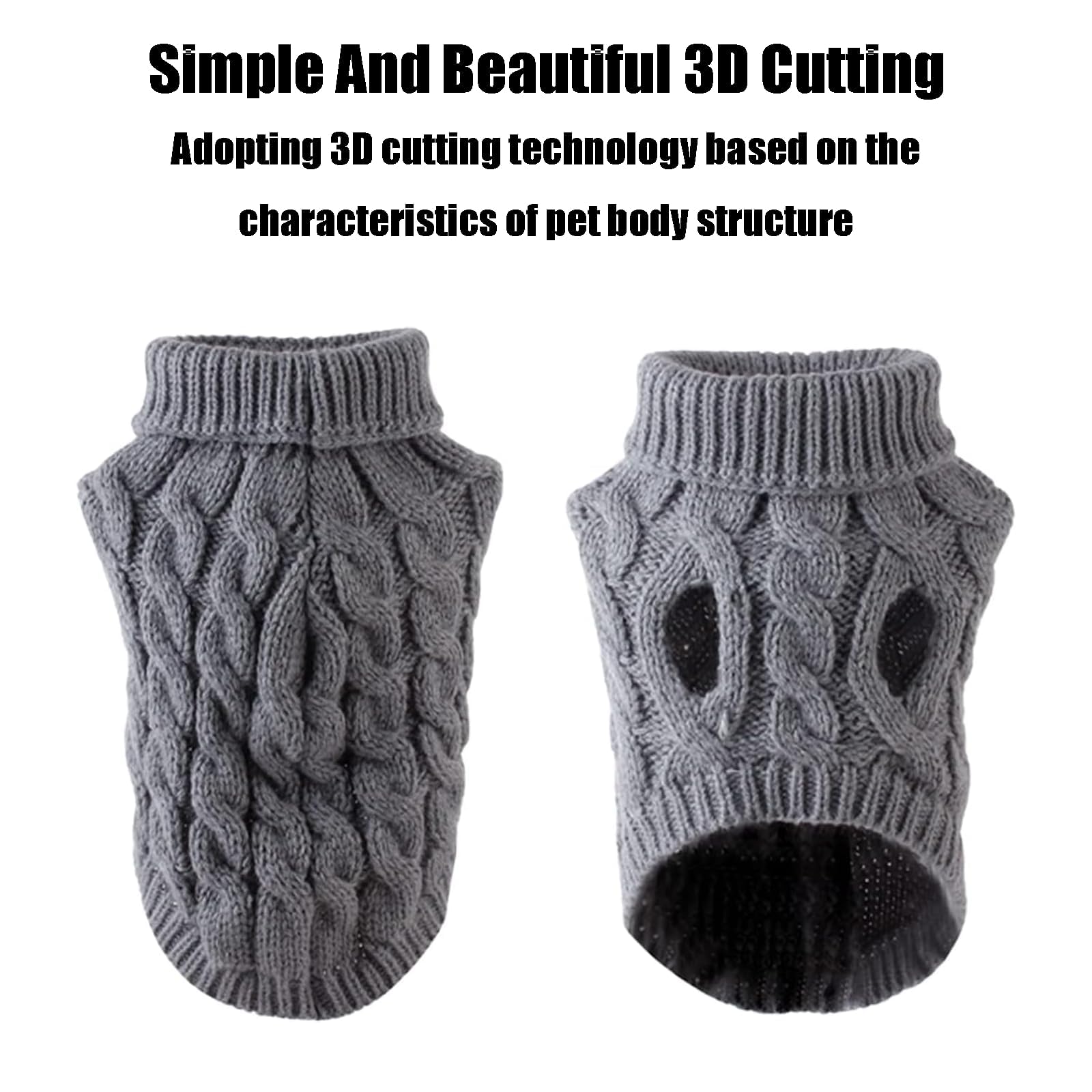 جي زي اس سويتر قطط، ملابس شتوية مريحة للحيوانات الاليفة، سترة للقطط فقط، سترة محبوكة دافئة برقبة دائرية للقطط والكلاب الصغيرة، مثالية للمواسم الباردة (رمادي، M)