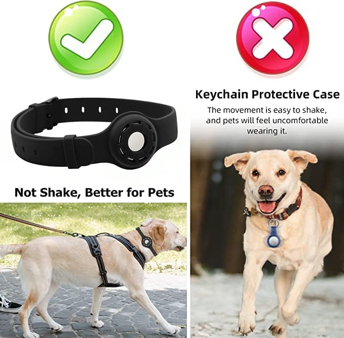 حامل طوق للكلاب متوافق مع اير تاج، طوق سيليكون مقاوم للماء ومضاد للضياع للقطط والكلاب لجميع أنواع القطط والكلاب والحيوانات الأخرى، طوق تتبع جي بي اس (لا يشمل اير تاج) (أسود)