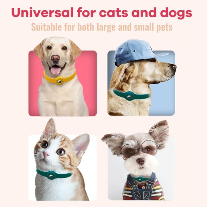 حامل طوق للكلاب متوافق مع اير تاج، طوق سيليكون مقاوم للماء ومضاد للضياع للقطط والكلاب لجميع أنواع القطط والكلاب والحيوانات الأخرى، طوق تتبع جي بي اس (لا يشمل اير تاج) (أسود)