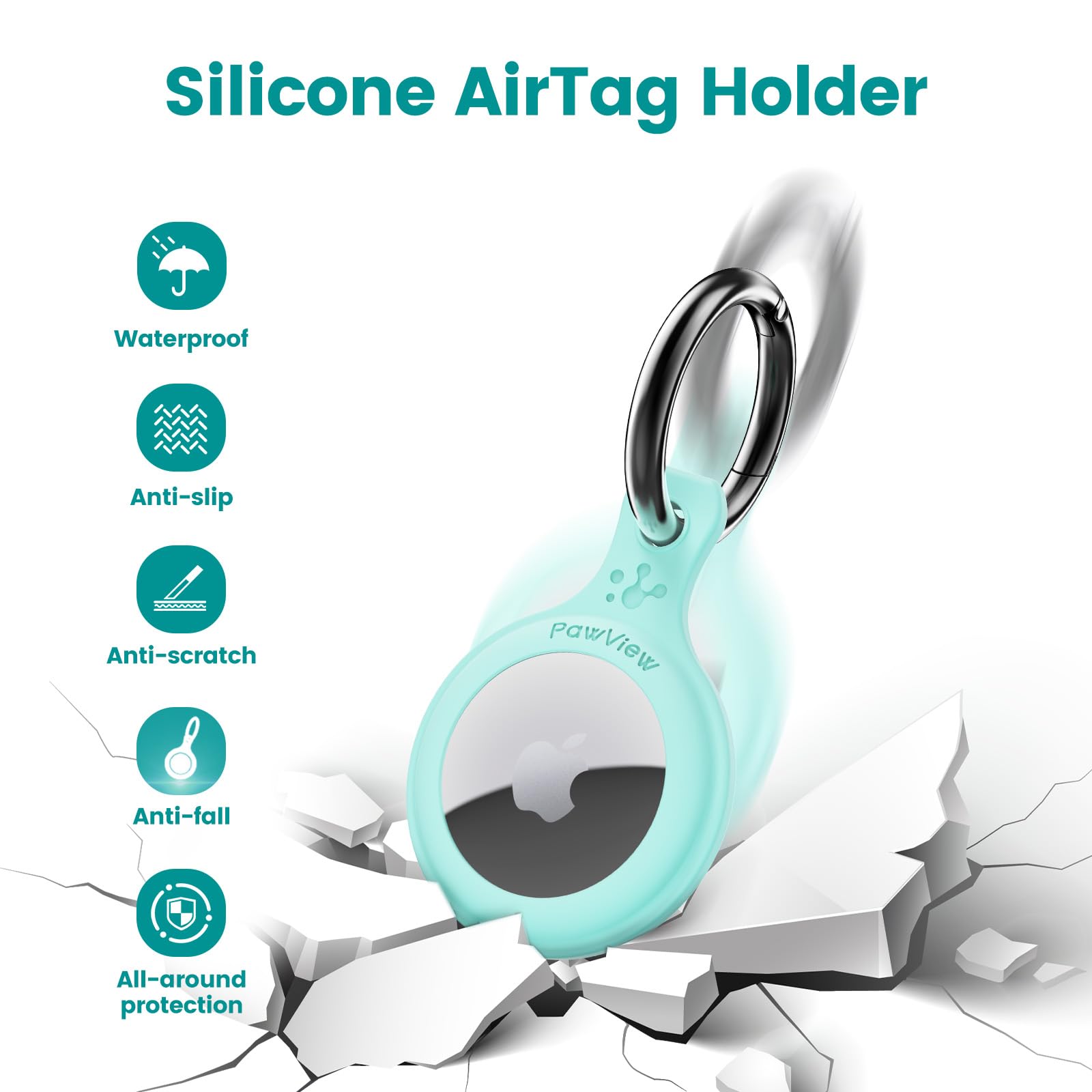 حامل وطوق ايرتاج للحيوانات الاليفة. علامة وتطبيق GPS مع معرف QR ذكي لتحديد الموقع الفوري وملف تعريف الحيوانات الاليفة ومعلومات الاتصال. جهاز تتبع الكلاب او جهاز تتبع القطط (بينك)