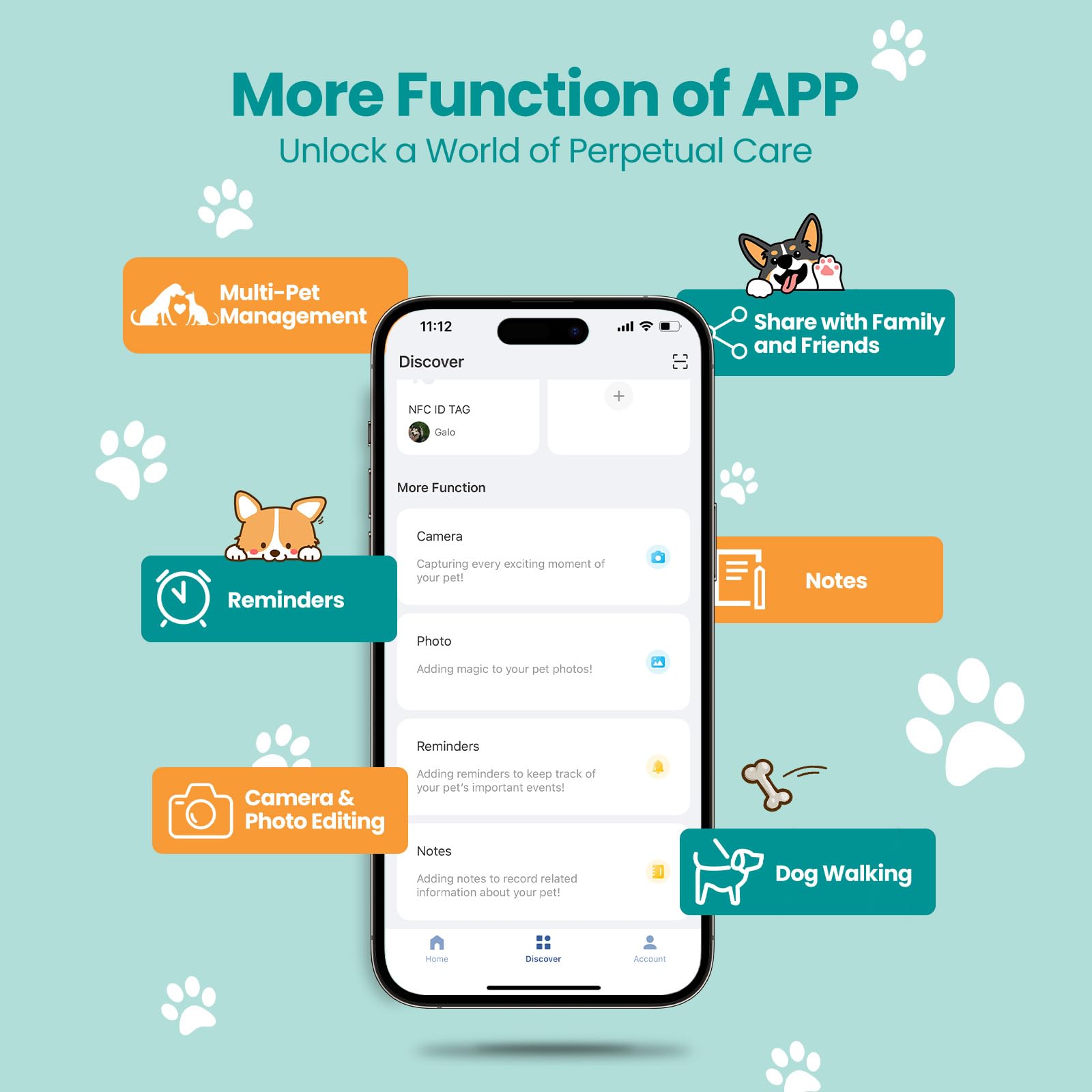 حامل وطوق ايرتاج للحيوانات الاليفة. علامة وتطبيق GPS مع معرف QR ذكي لتحديد الموقع الفوري وملف تعريف الحيوانات الاليفة ومعلومات الاتصال. جهاز تتبع الكلاب او جهاز تتبع القطط (بينك)