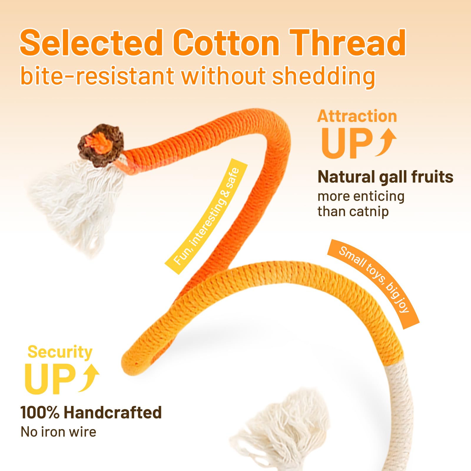 حبل مضغ للقطط من غوشانمون، 3 قطع من حبل مضغ النعناع البري الطبيعي، لعبة تنظيف اسنان امنة للقطط الداخلية، العاب تفاعلية للقطط مقاس 24 انش لجميع السلالات