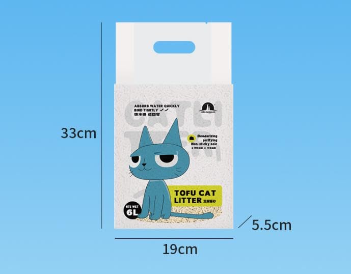 رمل فضلات قطط توفو، حبيبات رمل قطط متكتلة قابلة للرمي في المرحاض، رمل قطط طبيعي نقي وجميل خالٍ من الغبار رمل قطط منخفض التتبع فائق الامتصاص من ريشير-جو، 6 لتر 2.5 كيلوجرام/كيس، رائحة أصلية قطعة واحدة