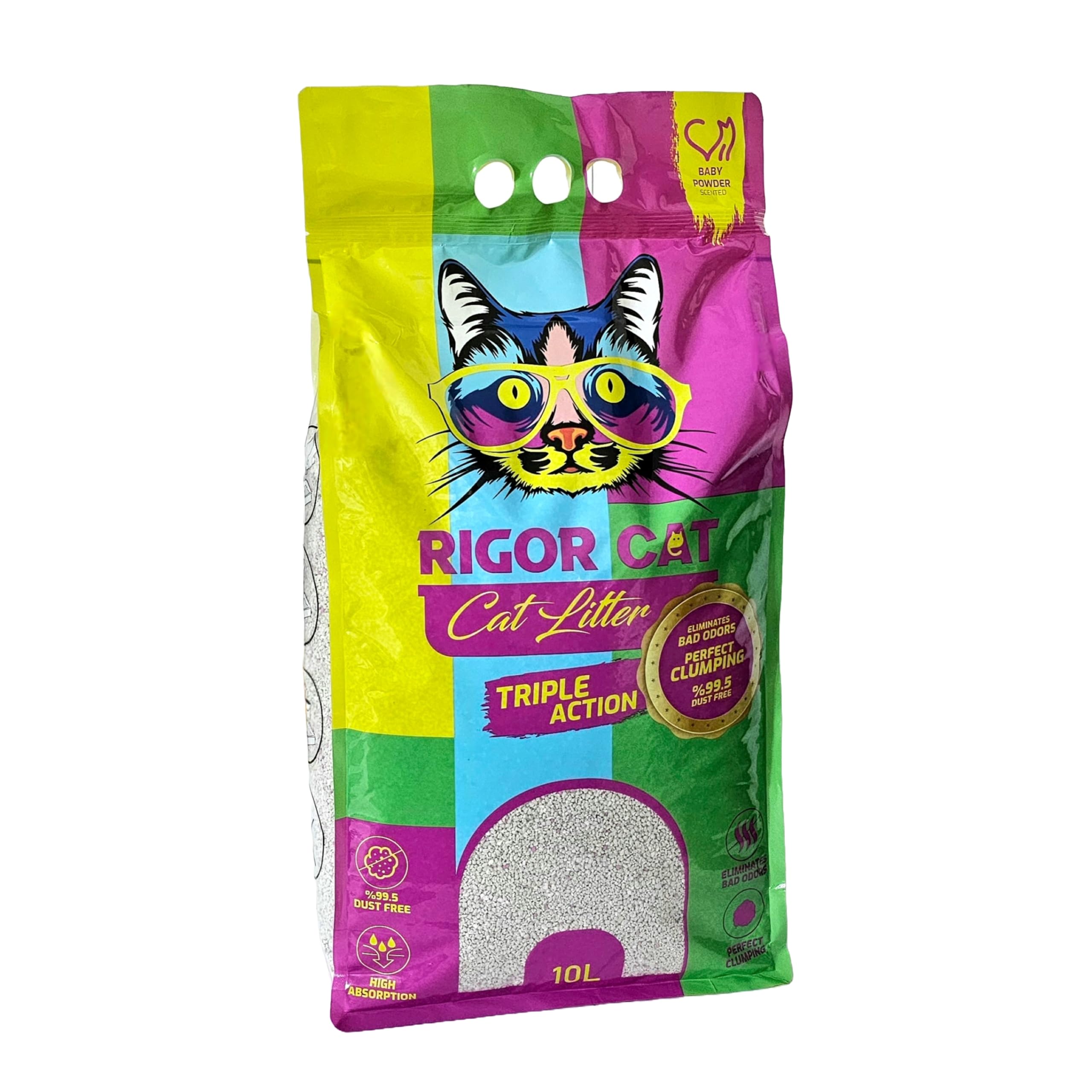 رمل لفضلات القطط ريجور برائحة بودرة الأطفال 10 لتر