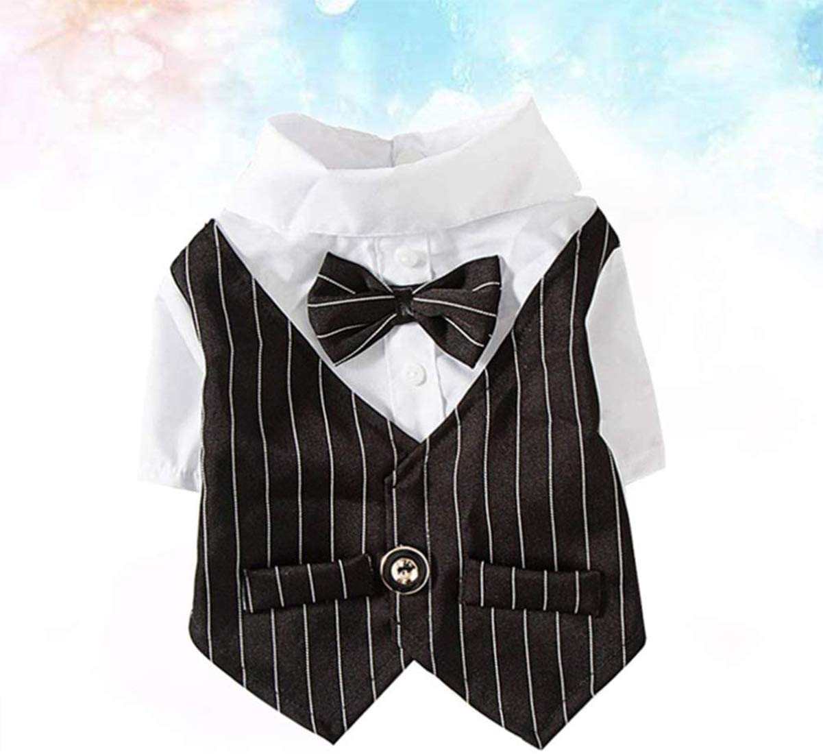 زي تنكري للكلاب والقطط على شكل ربطة عنق على شكل فيونكة من ملابس كوزي للحيوانات الأليفة، بدلة سهرة رسمية للجراء والقطط الصغيرة لطيفة للحيوانات الأليفة في الأماكن المغلقة وحفلات الزفاف (أسود، مقاس S)