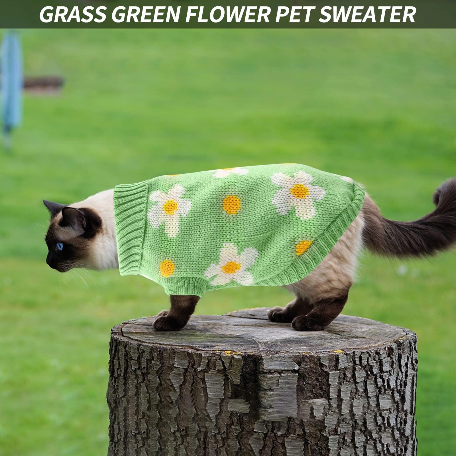 سترة شتوية محبوكة لطيفة بياقة مدورة للكلاب الصغيرة من ازوني - ملابس الطقس البارد للكلاب والقطط الصغيرة (L)