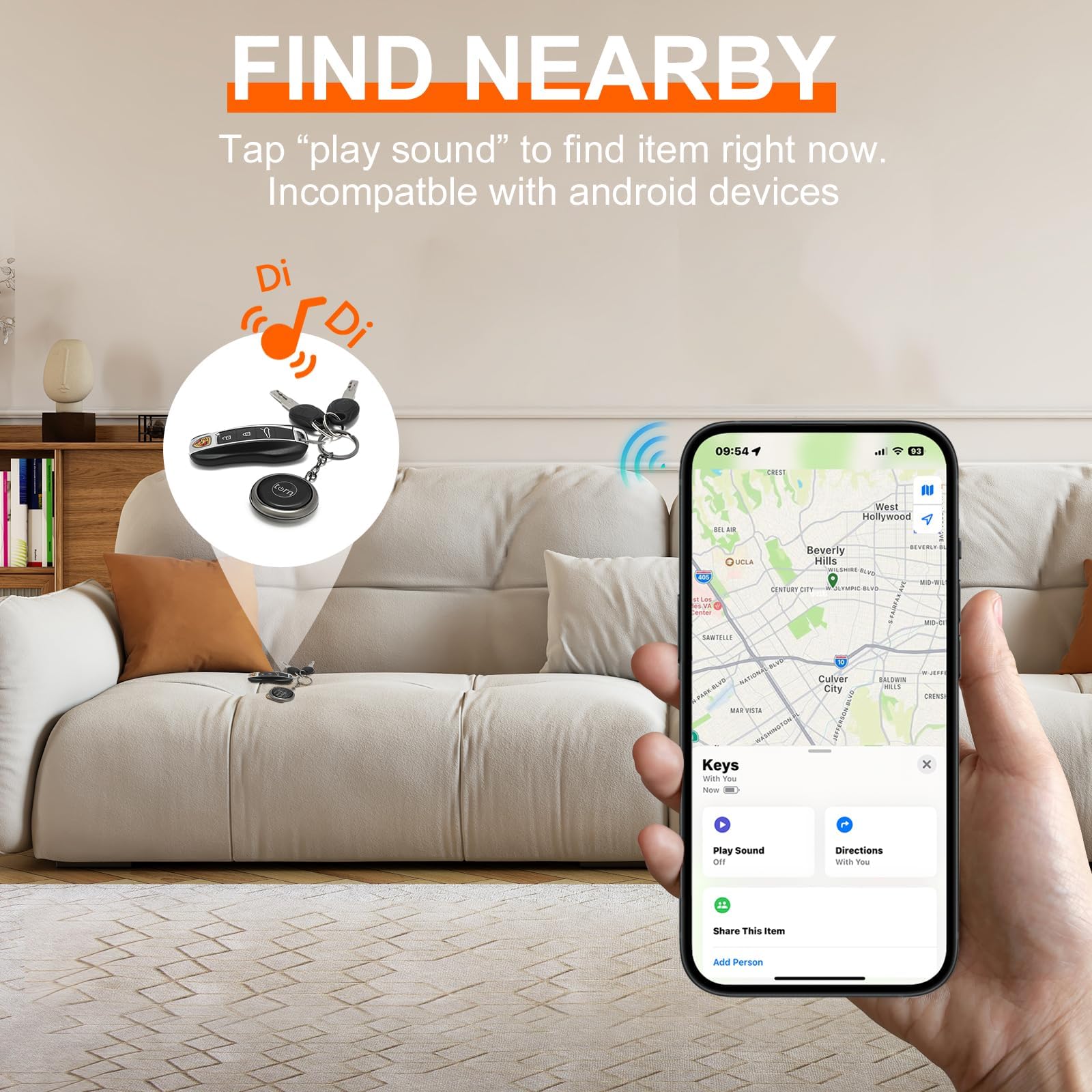 سمارت سي سي بطاقة تعقب الهواء - جهاز تتبع ذكي يعمل بالبلوتوث لتتبع المنتجات الهوائية (iOS فقط) جهاز تحديد المواقع مضاد للضياع مع تطبيق يعمل مع فايند ماي للكلاب والقطط والمفاتيح والامتعة (اسود وابيض)
