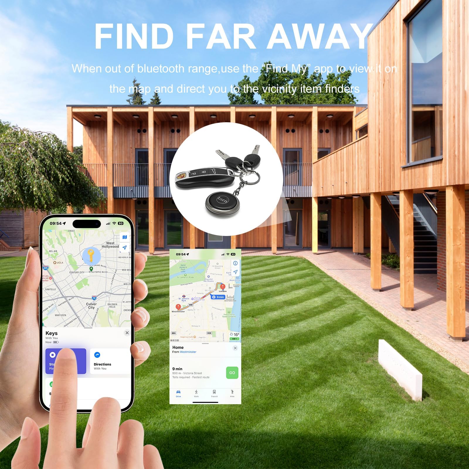 سمارت سي سي بطاقة تعقب الهواء - جهاز تتبع ذكي يعمل بالبلوتوث لتتبع المنتجات الهوائية (iOS فقط) جهاز تحديد المواقع مضاد للضياع مع تطبيق يعمل مع فايند ماي للكلاب والقطط والمفاتيح والامتعة (اسود وابيض)