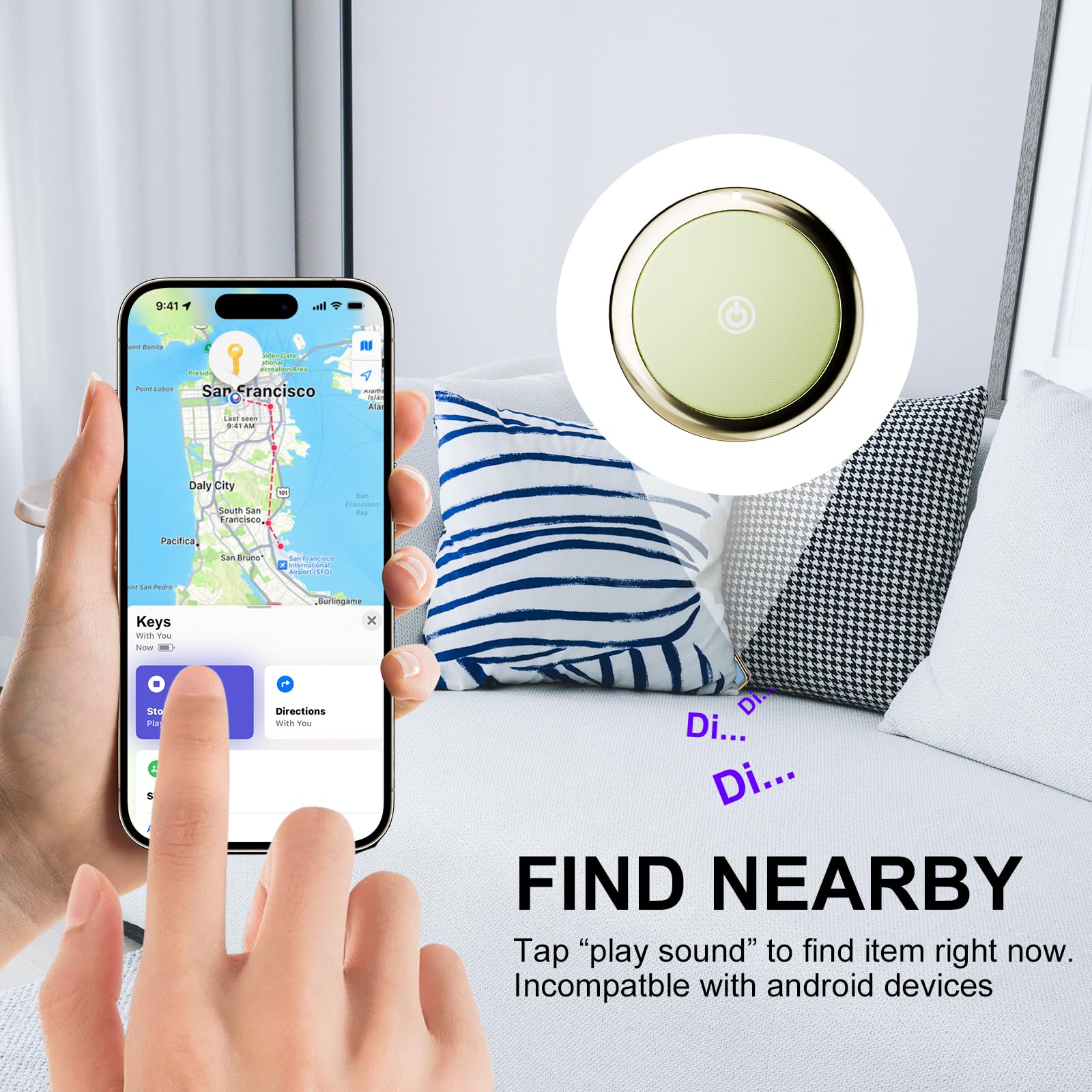 سمارت LB 2、جهاز تتبع اجهزة ايرتاج يعمل مع ابل فايند ماي (اي او اس فقط) مع تطبيق GPS للكلاب والقطط والامتعة والمفاتيح وشنطة الظهر وشنطة الظهر وغيرها (زهري)