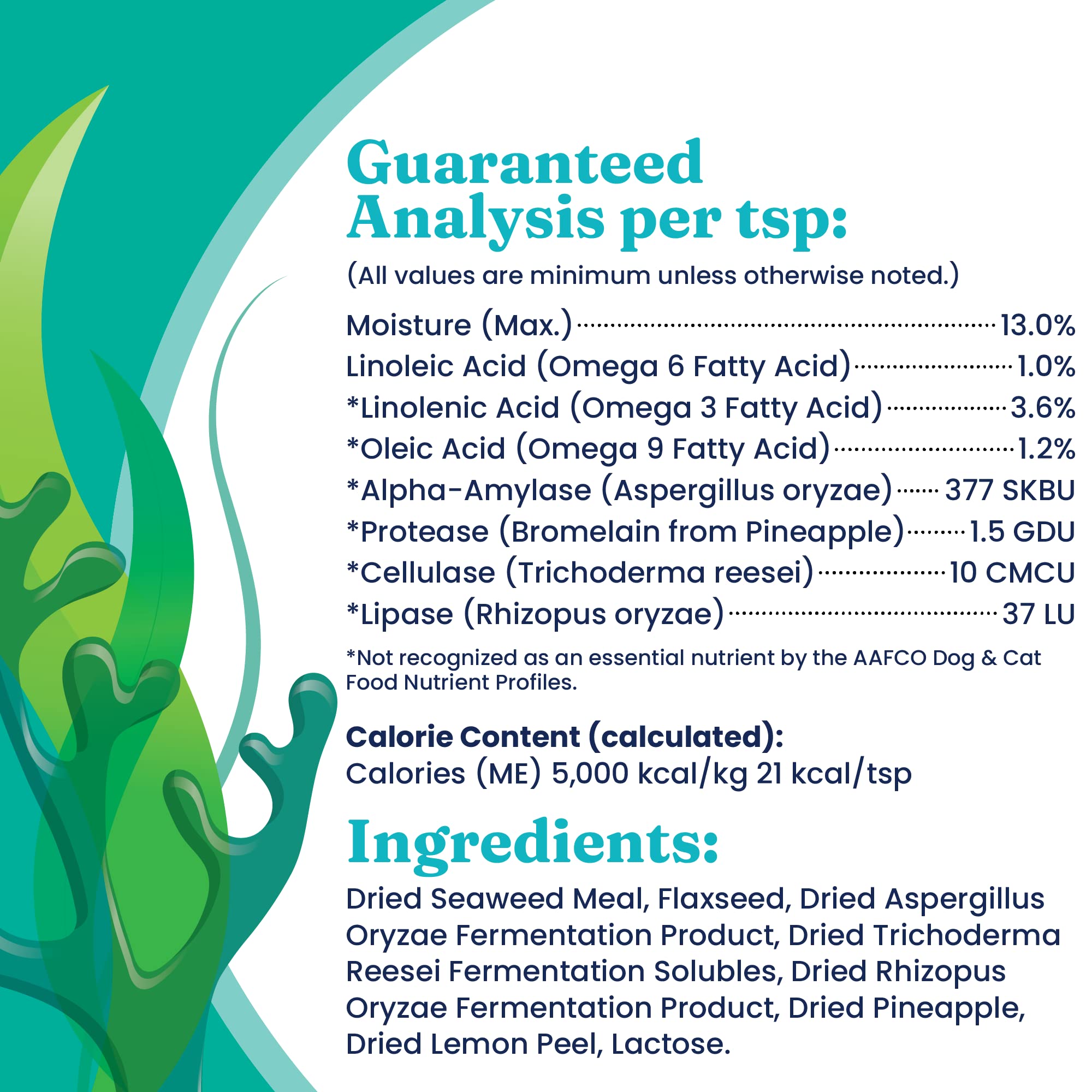 سوليد غولد فيتامينات متعددة للكلاب والقطط من سي ميل - مكمل عشب البحر خالي من الحبوب - انزيمات هضمية للكلاب - صحة الامعاء ودعم المناعة - بشرة ومعطف صحي - اوميجا 3 ومسحوق سوبر فود - 5 اونصة