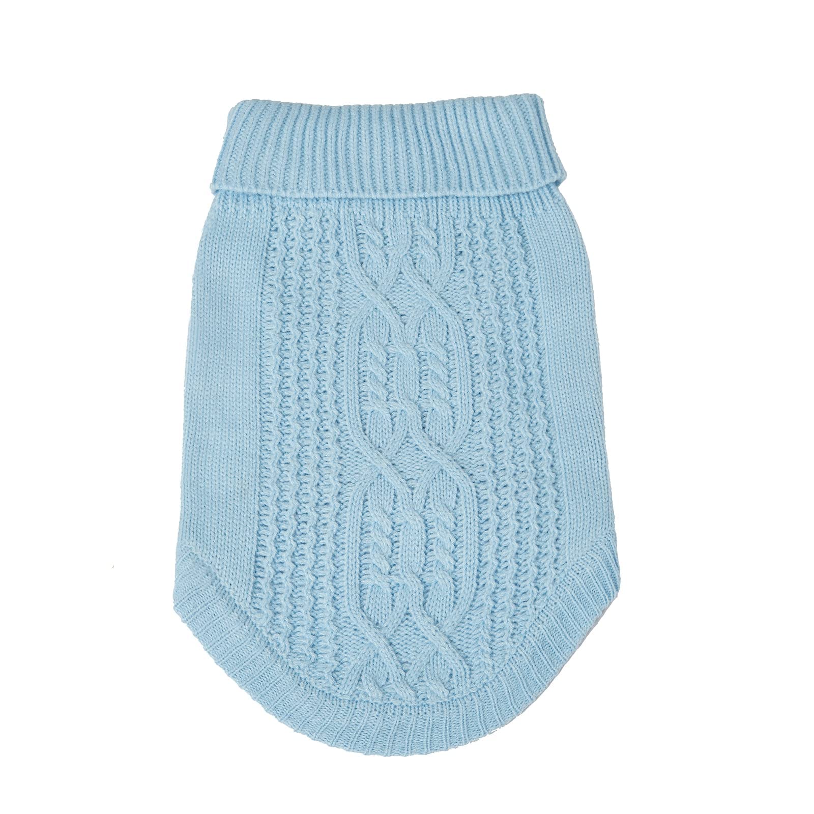سويتر محبوك للقطط بقبة دائرية بدون اكمام ملابس شتوية دافئة او الكلاب الصغيرة في موسم البرد ازرق سماوي مقاس S من ايليكدون