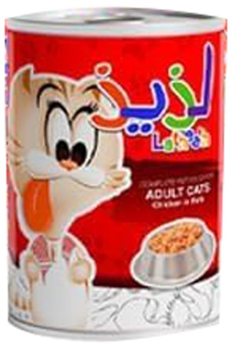 طعام رطب للقطط البالغة بنكهة باتيه الدجاج من لذيذ، 400 جم × 24 قطعة