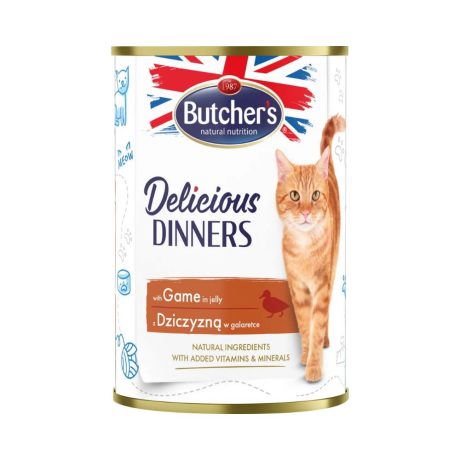 طعام رطب للقطط مكون من قطع لحم غزال في مرق بوتشرز 400 جرام بالغ