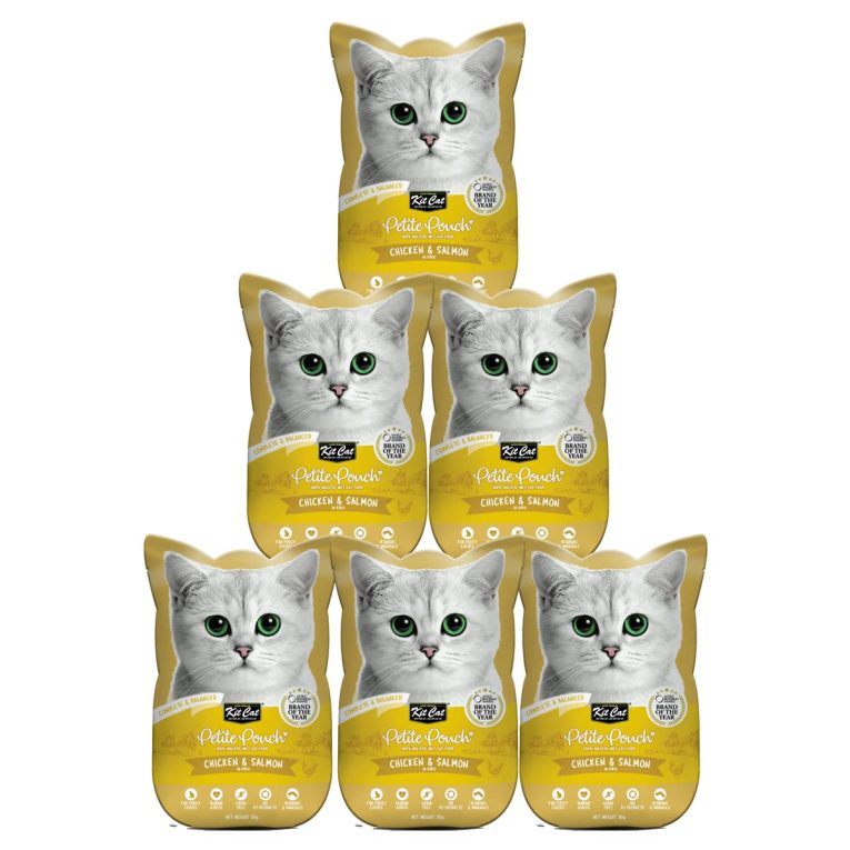 طعام قطط بيتيت باتش كامل ومتوازن بالدجاج والسلمون من كيت كات، 70 جرام، كل مراحل الحياة، سمك السالمون