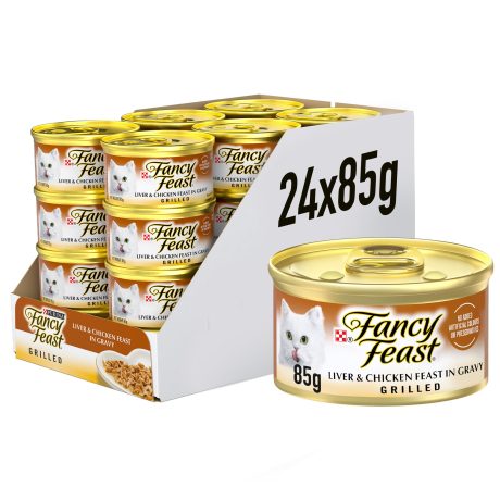 طعام قطط رطب فاخر بمزيج من الدجاج المشوي بورينا فانسي بيست 85 جم 24 علبة كل مراحل الحياة