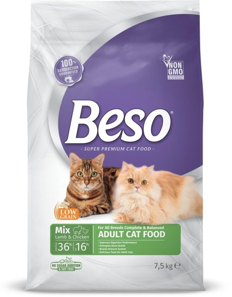طعام للقطط باللحم والدجاج من بيسو، 7.5 كيلوجرام، قطعة