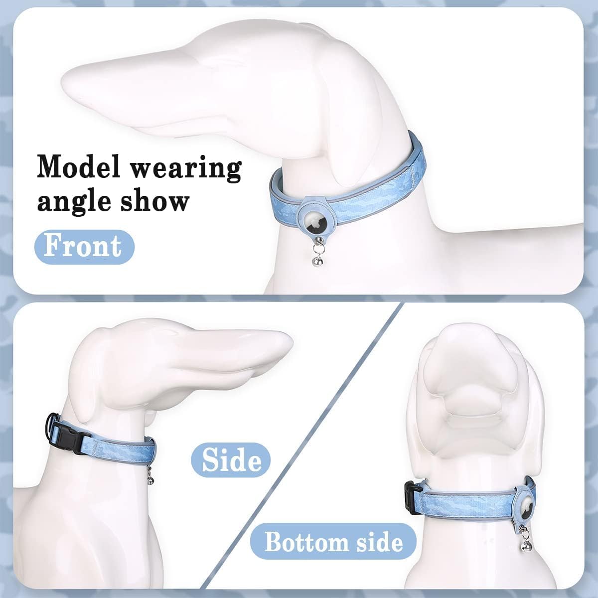 طوق عاكس اير تي-ايه-جي للكلاب من هوكور، طوق جرو مبطن شديد التحمل مع حامل اير تي-ايه-جي، طوق للحيوانات الاليفة قابل للتعديل للكلاب الصغيرة والمتوسطة (اسود)