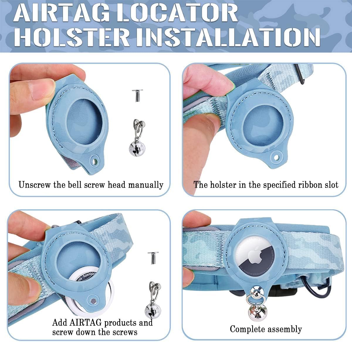 طوق عاكس اير تي-ايه-جي للكلاب من هوكور، طوق جرو مبطن شديد التحمل مع حامل اير تي-ايه-جي، طوق للحيوانات الاليفة قابل للتعديل للكلاب الصغيرة والمتوسطة (اسود)