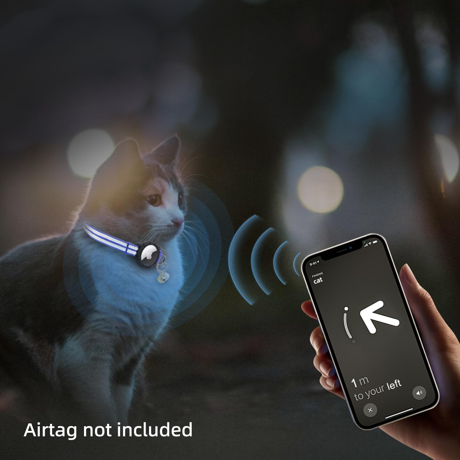 طوق قطط اير تاغ - اطواق عاكسة للقطط الصغيرة مع حامل ابل اير تاج مدمج | طوق تتبع القطط خفيف الوزن ومرن مع جرس للبنات والاولاد والقطط الصغيرة والجراء