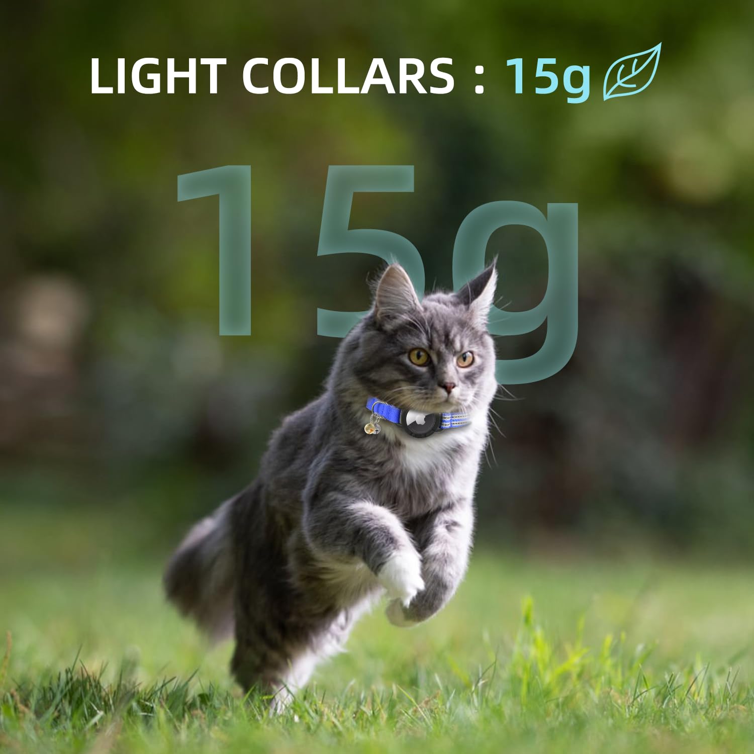 طوق قطط اير تاغ - اطواق عاكسة للقطط الصغيرة مع حامل ابل اير تاج مدمج | طوق تتبع القطط خفيف الوزن ومرن مع جرس للبنات والاولاد والقطط الصغيرة والجراء