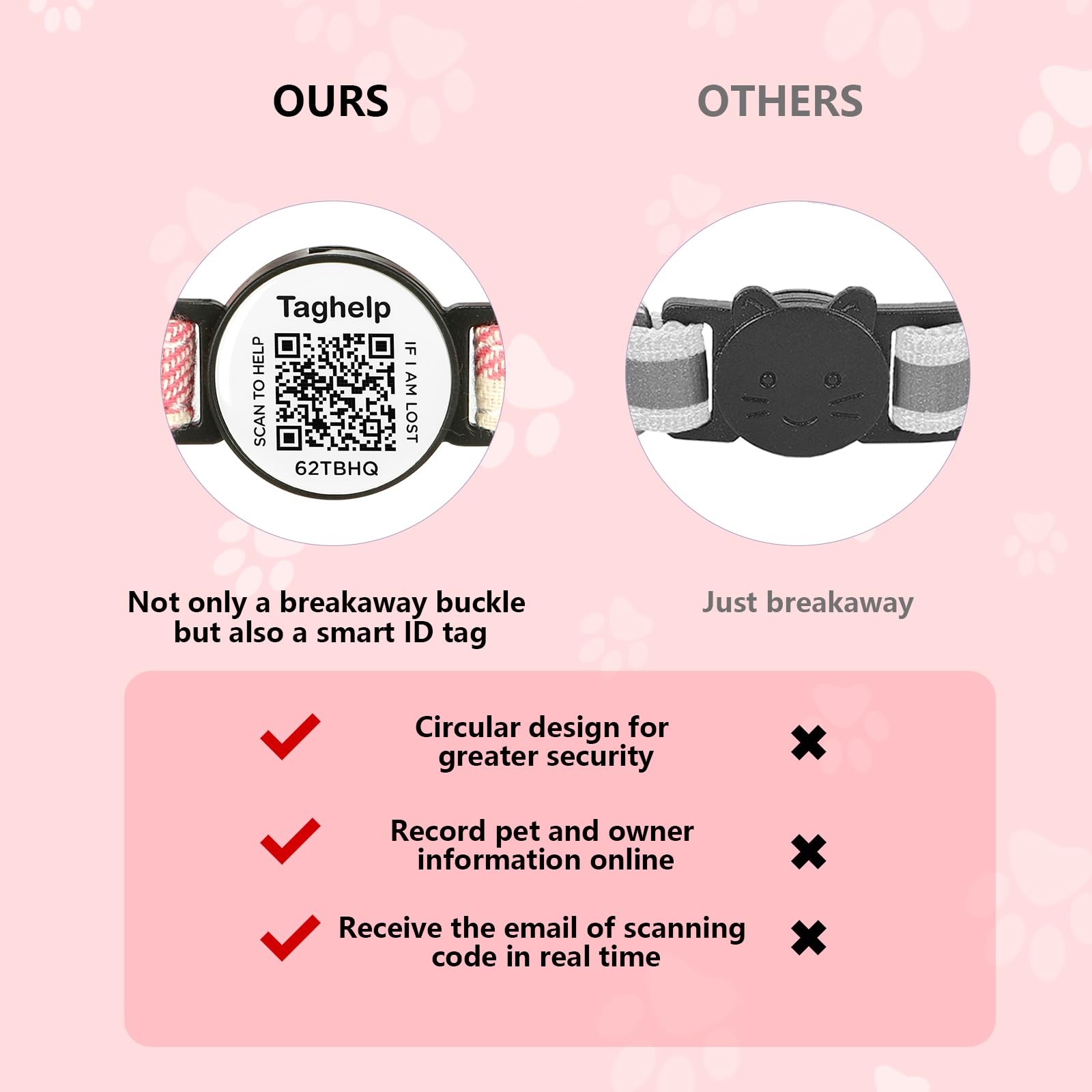 طوق قطط قابل للفصل من القماش الشبكي مع بطاقة تعريف ذكية مع حامل ايرتاج وجرس، خفيف وقابل للتعديل، طوق اير تاج مدمج للقطط ابل. جهاز تتبع للبنات والاولاد والقطط والقطط (بني)