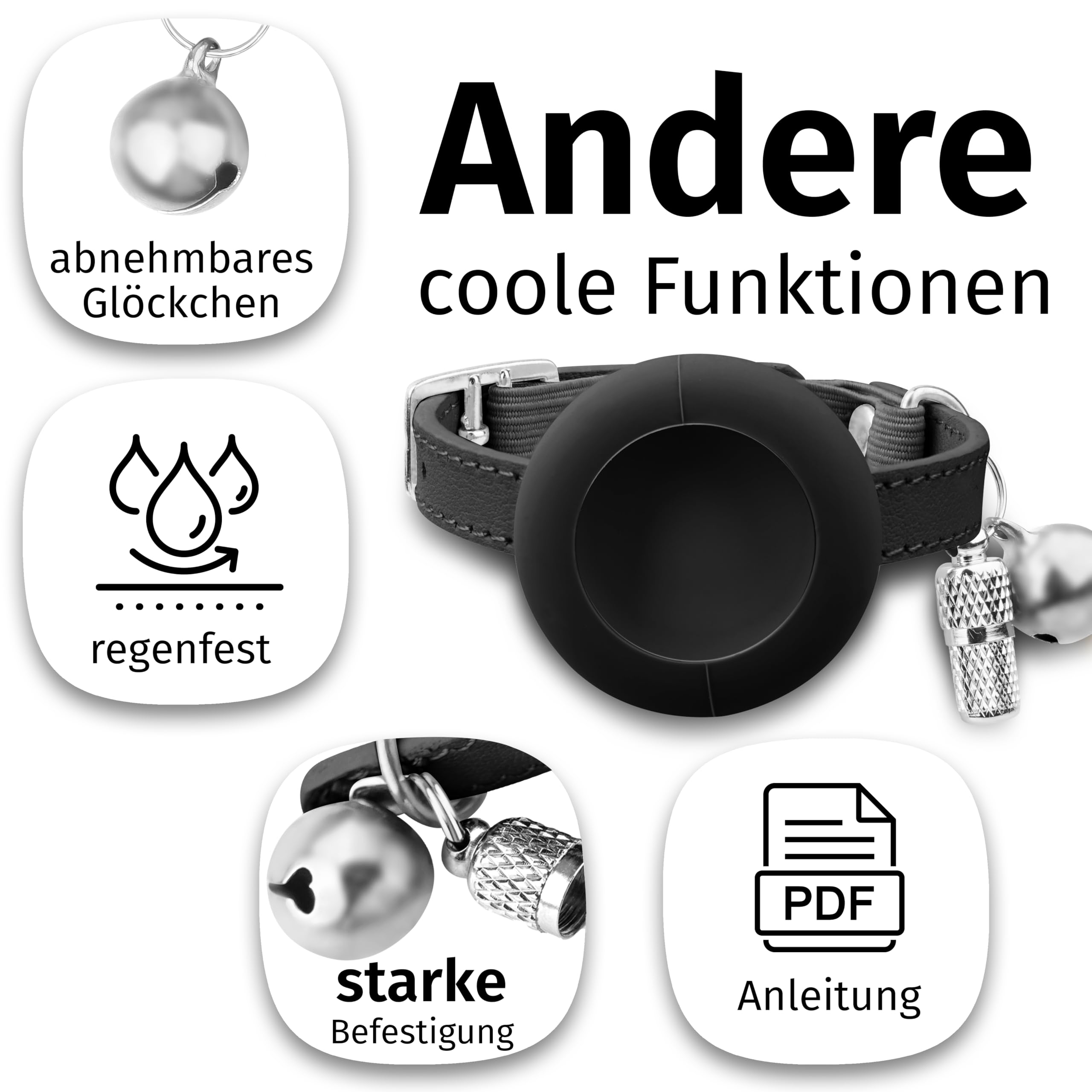 طوق للقطط مع شريط مطاطي من ابل اير تاج، طوق للقطط من الجلد امن مع اسم، جرس. طوق للقطط بنظام تحديد المواقع GPS مع جهاز تتبع GPS بدون اشتراك 21Sch