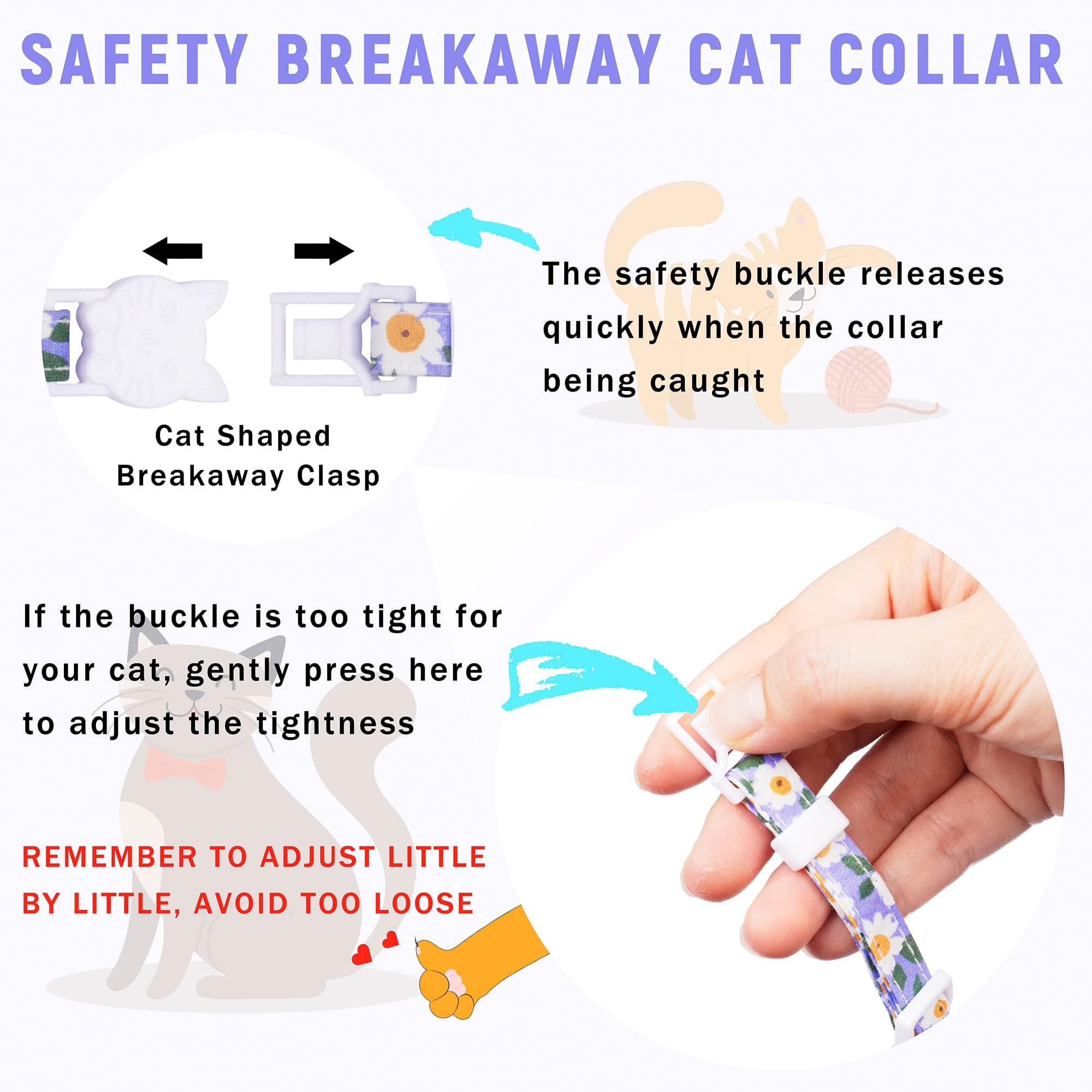 طوق للقطط من ابوتو، طوق للقطط الصغيرة قابل للفصل مع حامل ايرتاج من السيليكون، منتجات القطط المنفصلة، اجراس وزهور، طوق قطط خفيف الوزن مع اجراس للقطط والكلاب الصغيرة