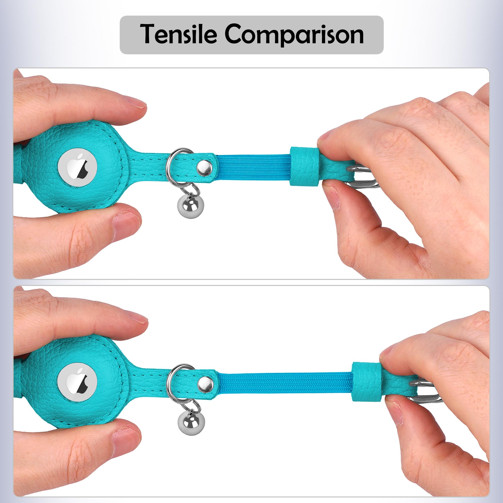 طوق للقطط من اوبسدوجي لحمل جهاز ايرتاج من الجلد مع حزام مرن وجرس، اطواق للحيوانات الاليفة الصغيرة غير قابلة للكسر وقابلة للتعديل للاستخدام الداخلي والخارجي للاولاد والبنات (بينك)
