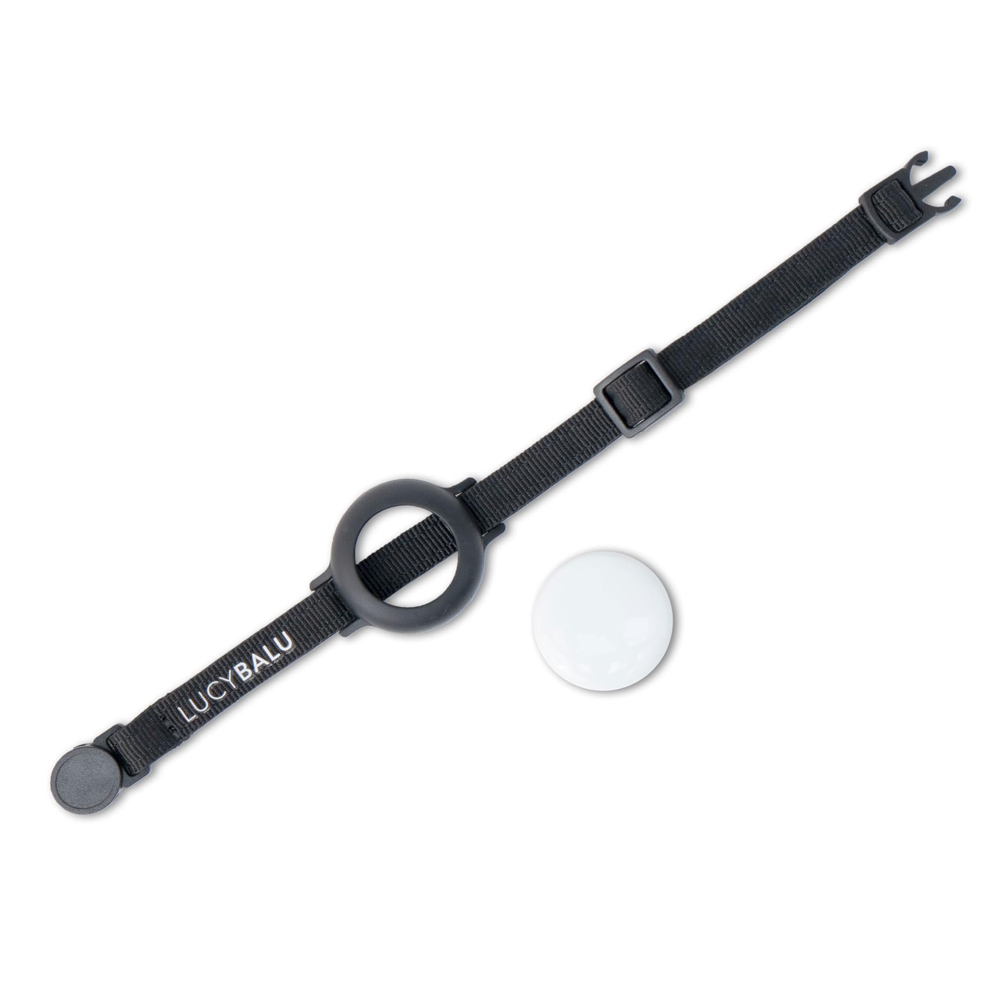 طوق للقطط من لوسي بالو®، طوق للقطط مقاوم للتمزق مصنوع من النايلون، طوق ايرتاج للقطط وجهاز تتبع القطط، متوافق مع ابل ايرتاج، حزام نايلون قابل للتعديل، اسود