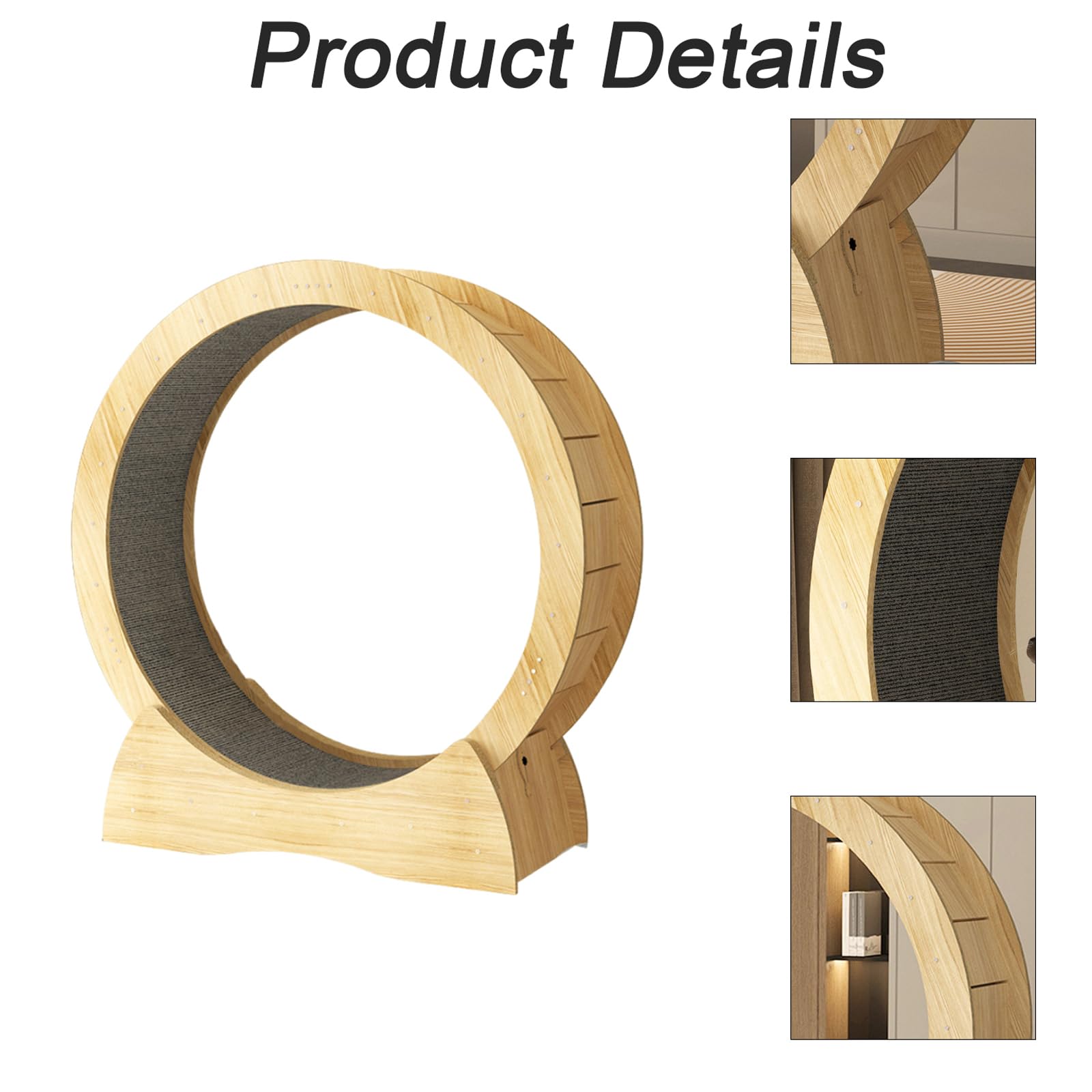 عجلة جري للقطط، عجلة تمرين للقطط، عجلة جري للقطط، لوح خدش للقطط، جهاز مشي للياقة البدنية، لعبة عجلة دوارة لتعزيز حركة القطط (خشب)