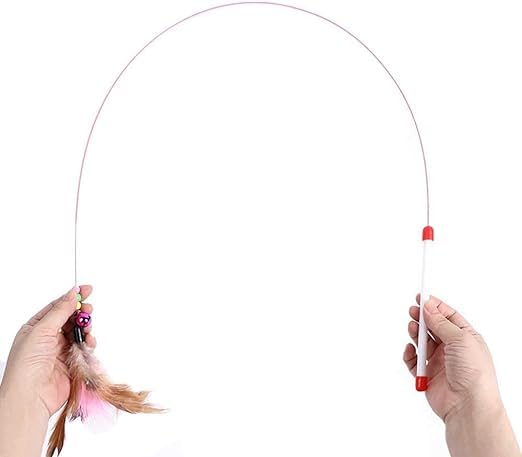 عصا بريشة للقطط - لعبة صنارة صيد القطط - معدات التدريب والتمرين - عصا سلكية لمطاردة القطط - مع خرز جرس، مناسبة لهدايا القطط ومحبي القطط (سمكة صغيرة)